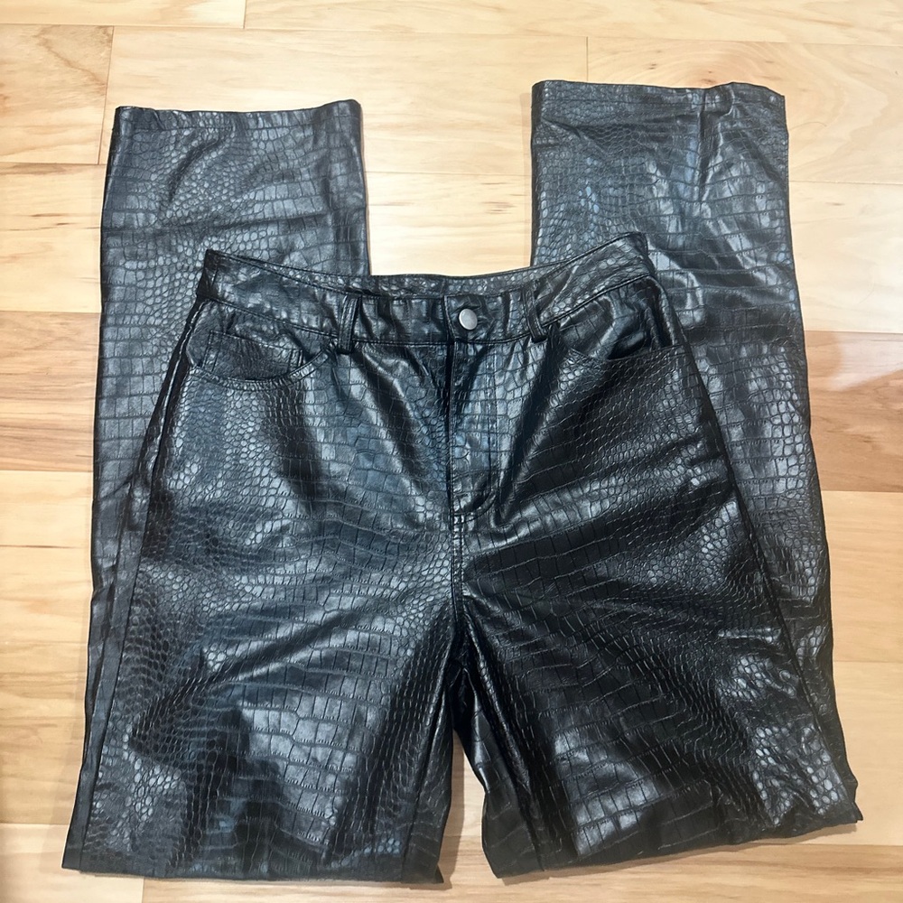 Forever 21 Black Faux Croc Pants
